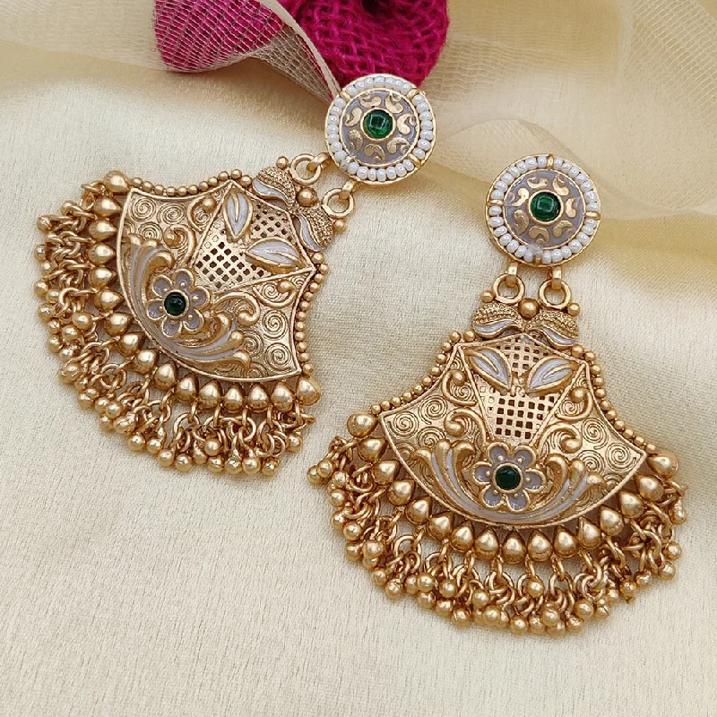 vintage style earrings for women -Jewel Addiction Copper Rajwadi Finish Pota Stone Dangler Earrings