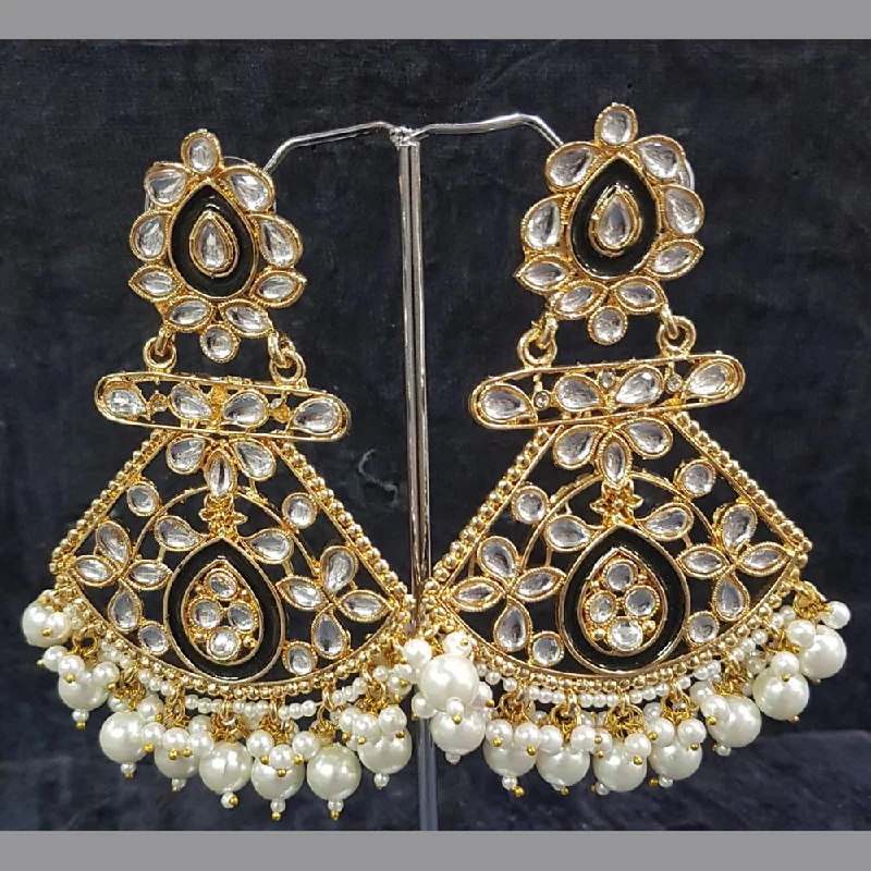 custom name earrings -Shreeji Gold Plated Kundan Stone Dangler Earrings