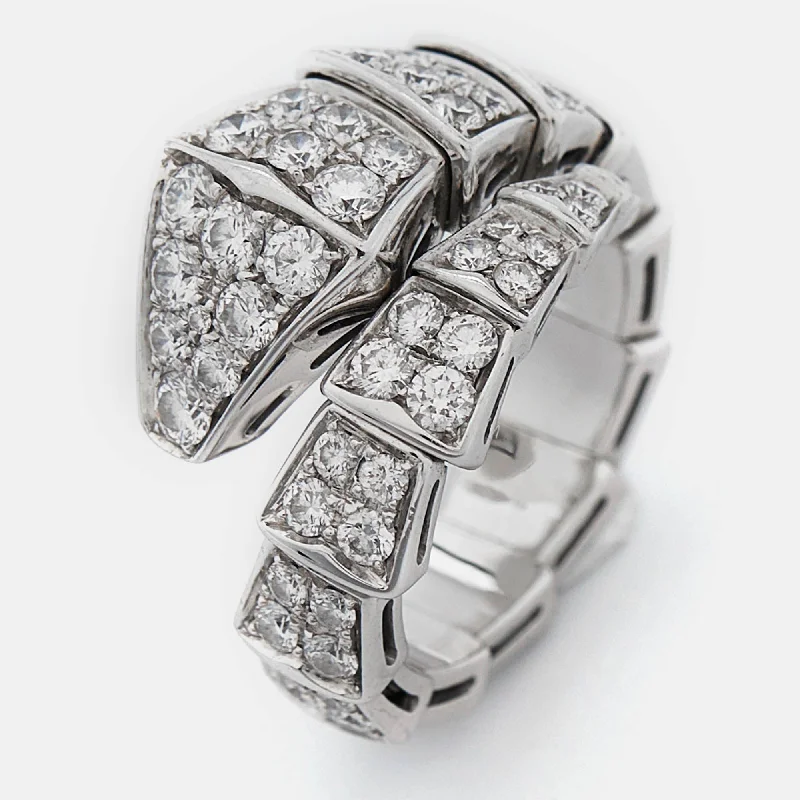 custom fit engagement rings -Bvlgari Serpenti Viper Diamonds 18K White Gold Ring