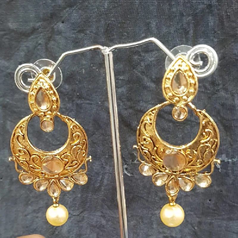 personalized jewelry earrings -Shreeji Gold Plated Crystal Stone Dangler Earrings