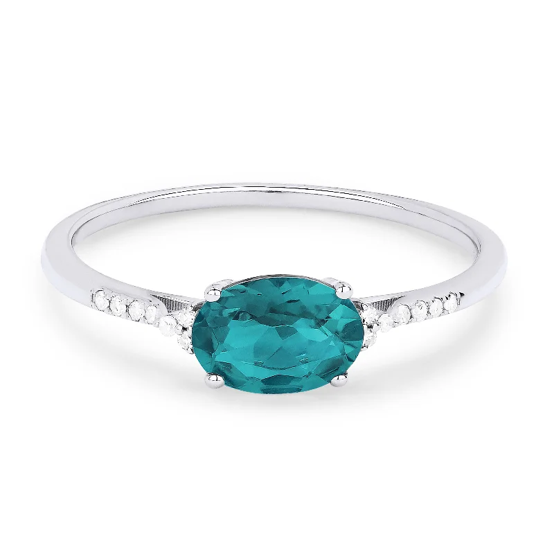 beautiful engagement rings for women -14K White Gold,created Tourmaline Paraiba Ring