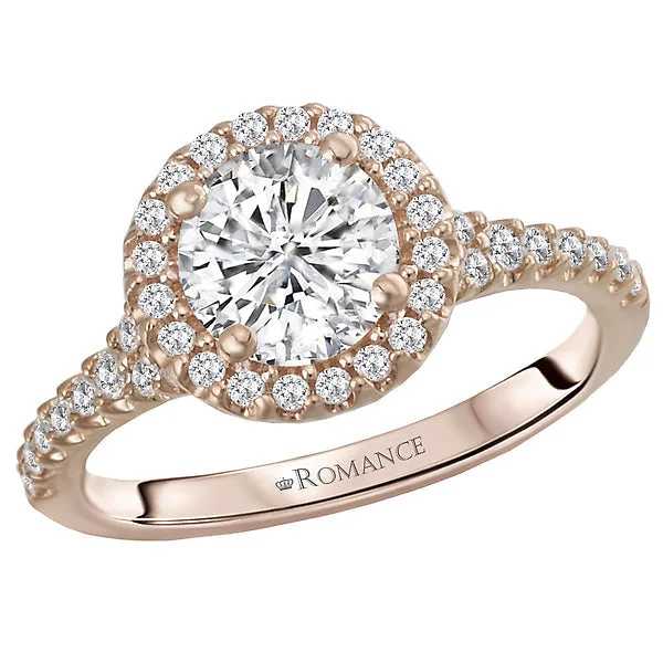 stackable engagement rings -Halo Semi-Mount Diamond Ring