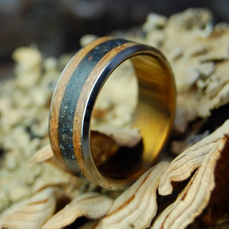 luxury diamond rings -Shot Of Whiskey In Iceland | Men's Whiskey Barrel Wood, Icelandic Lava & Titanium Wedding Ring