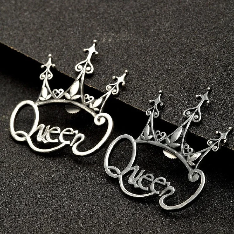 fashionable dangly earrings -Bevy Pearls Oxidised Plated Queen Earrings