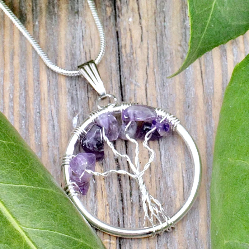 luxury gemstone necklaces -Amethyst Tree of Life Necklace