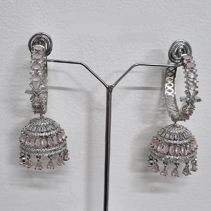 jewelry earrings sets -Pooja Bangles Silver Plated AD Jhumki Earrings