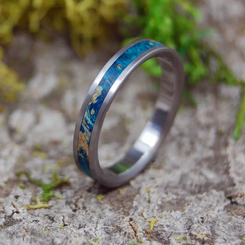 statement gemstone rings -Starry Starry Night | Men's Blue Box Elder Wood & Titanium Wedding Ring