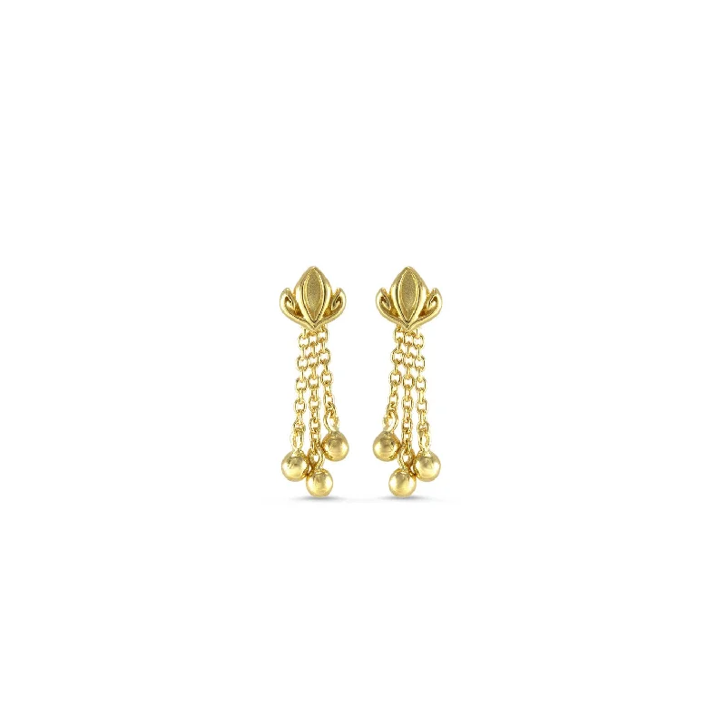 long dangly earrings -Dual Tassel Earring Short - 18K Gold Vermeil