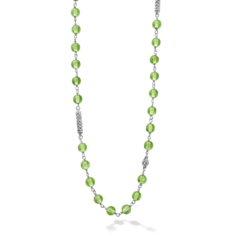 men’s chain necklaces -Caviar Icon Long Peridot Beaded Necklace