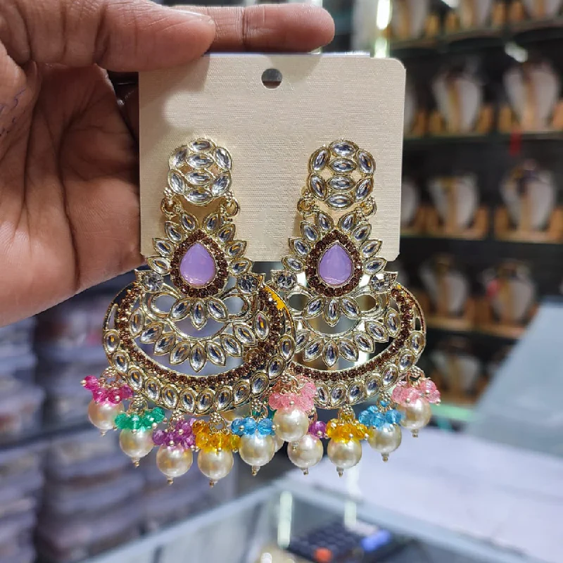 big statement earrings -Lucentarts Jewellery Gold Plated Kundan Dangler Earrings