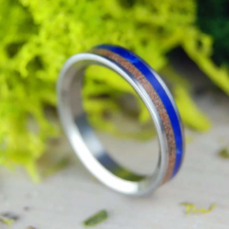 classic wedding rings -Sodalite Blues | Men's Cherry Wood, Sodalite & Titanium Wedding Ring