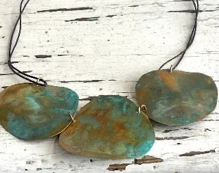 engraved necklaces for gifts -'plates' necklace | oxidized copper turquoise