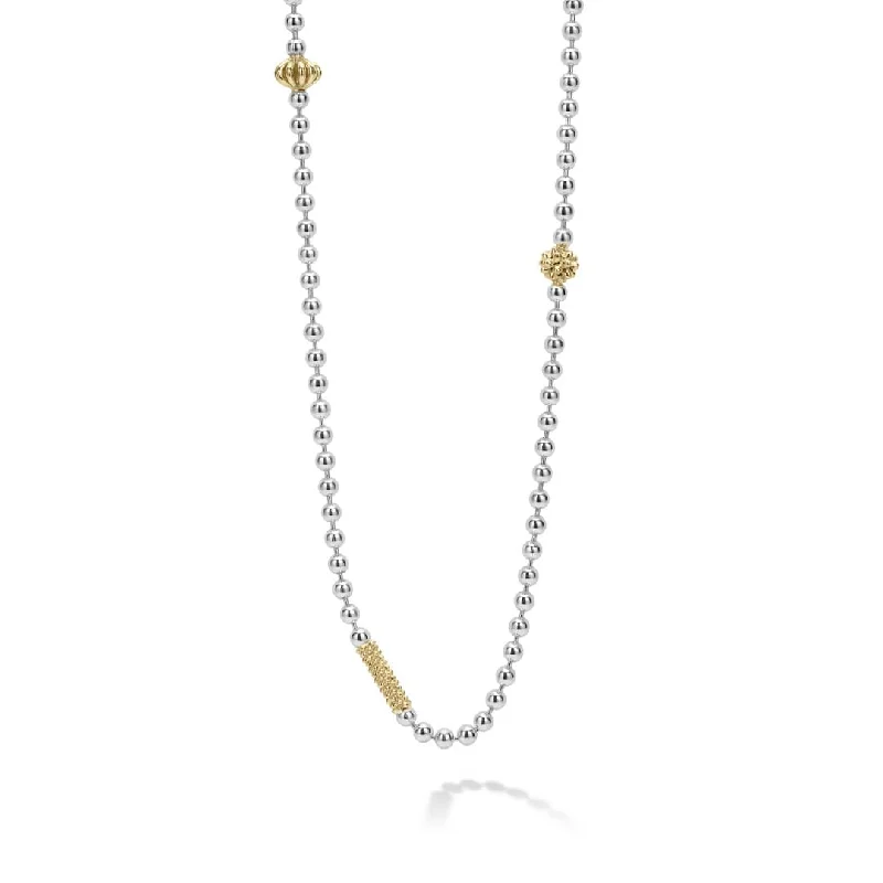 modern style necklaces -Caviar Icon Two-Tone Caviar Beaded Necklace