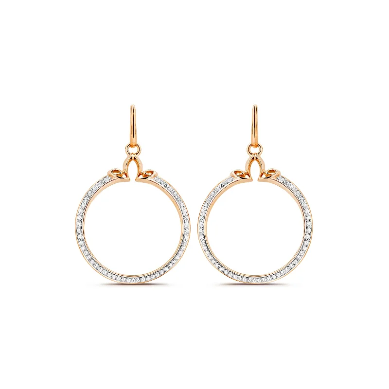 personalized jewelry earrings -Portrait Pavé Hoop Earring 1" - 18K Rose Gold Vermeil + CZ Blanc