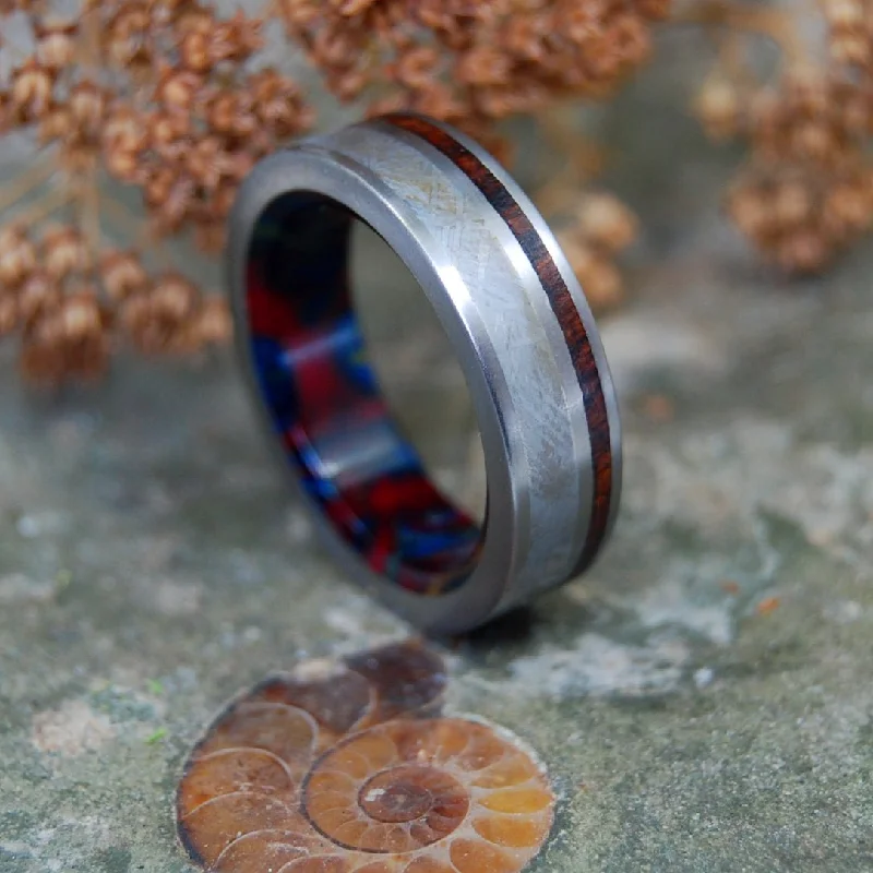 vintage engagement rings -How The World Began | Men's Meteorite, Wood & Titanium Wedding Ring