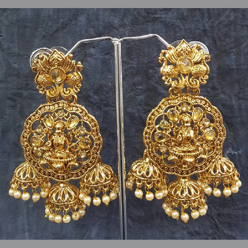 cute earrings for everyday wear -Shreeji Gold Plated Crystal Stone Jhumki Earrings