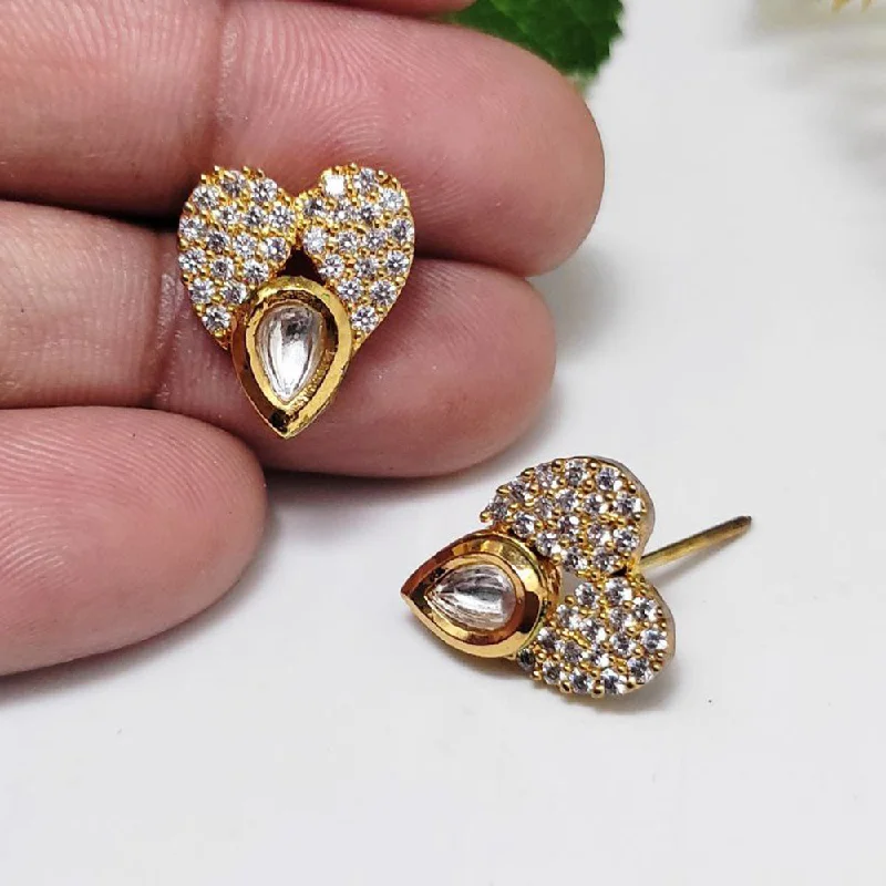 trendy ear studs -Aamrapali  Gold  Plated  American  Diamond  Stud   Earrings