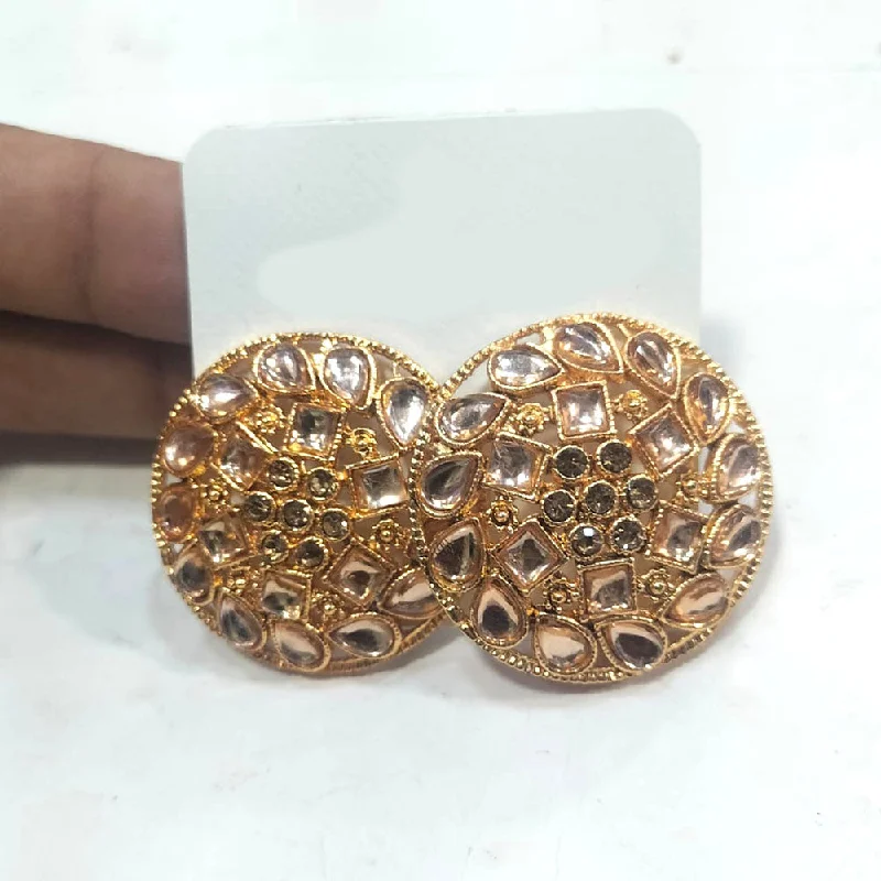 fashionable dangling studs -Manisha Jewellery Gold Plated Kundan Stone Stud Earrings