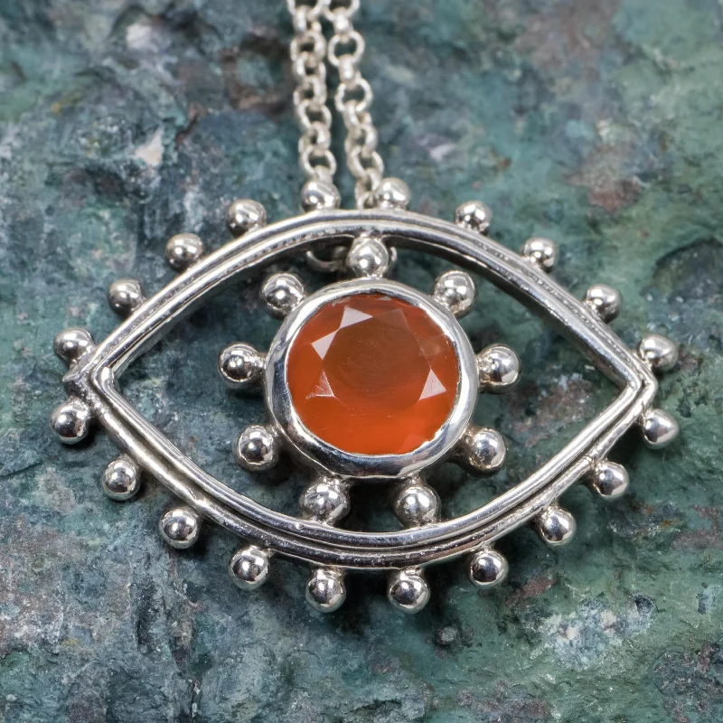 zodiac sign necklaces for women -Carnelian Eye Pendant Necklace