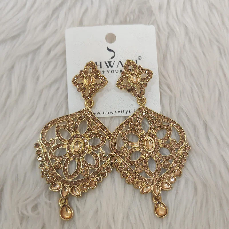 women’s engagement earrings -Dhwani Gold Plated Austrian Stone Dangler Earrings