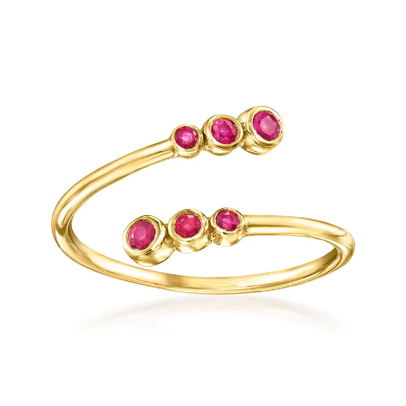 unique gemstone engagement rings -Canaria Ruby Bypass Ring in 10kt Yellow Gold