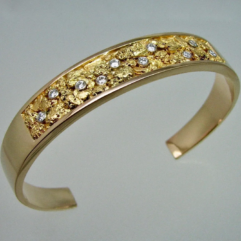 affordable bangles for women -Gold Nugget Cuff Bracelet