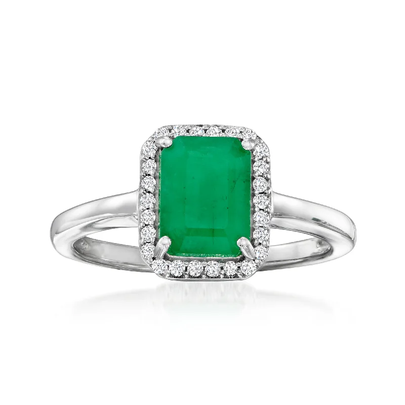 engagement rings with baguette diamonds -Ross-Simons Emerald and . Diamond Ring in 14kt White Gold