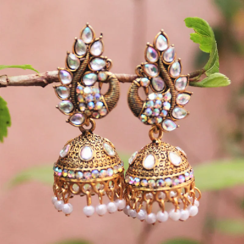 statement gemstone earrings -H K Fashion Gold  Plated Austrian Stone Jhumki Earrings