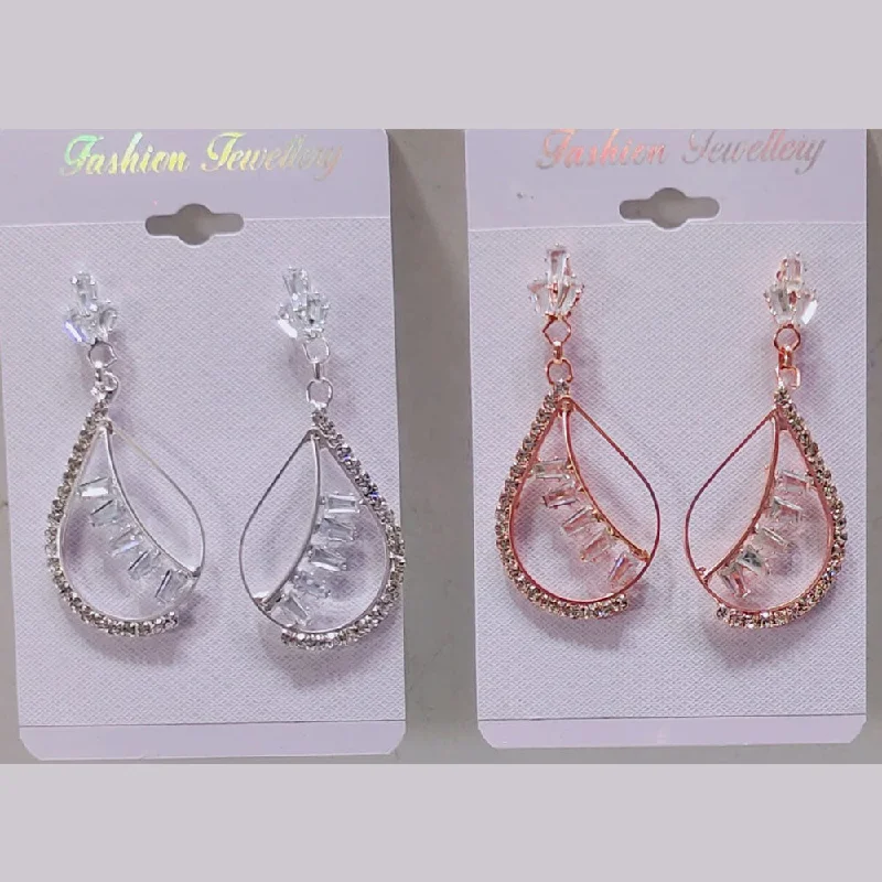 trendy earrings for women -Tip Top Jewellers Crystal And Austrian Stone Dangler Earrings