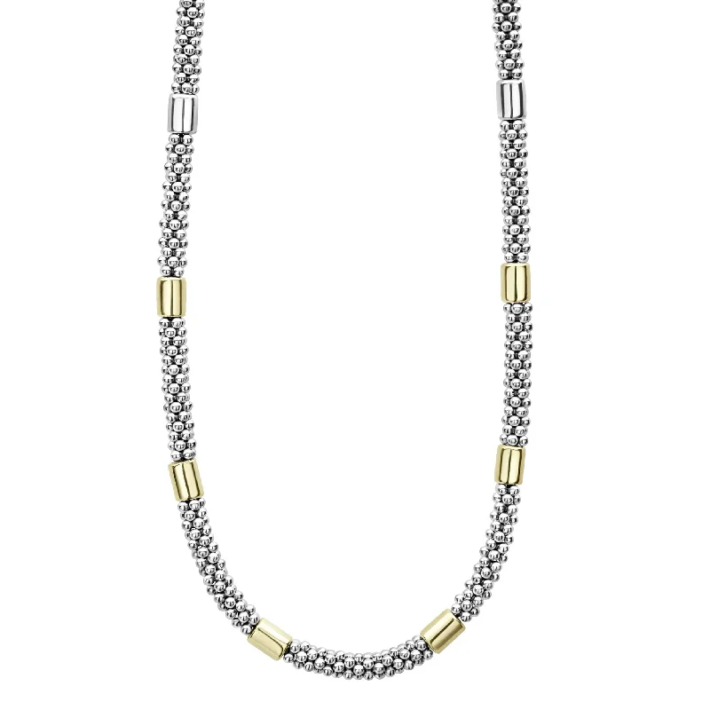 designer necklaces for women -High Bar Two-Tone Station Caviar Necklace | 5mm