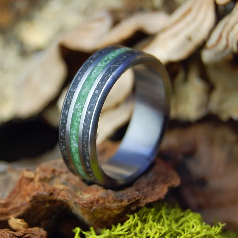 matching rings for couples -From Germany To Ireland | Men's German Earth, Connemara Marble & Titanium Wedding Ring