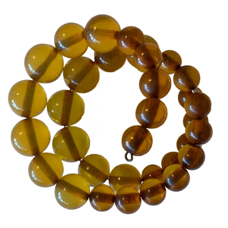 classic bangle bracelets -Amber Style Round Bead Wired Wrap Bracelet circa 1940s