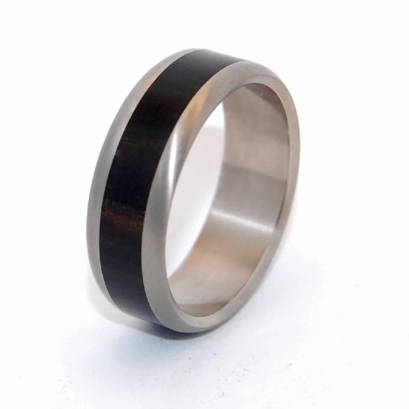 unique gold wedding rings -Tunde | Men's African Ebony Wood & Titanium Wedding Ring