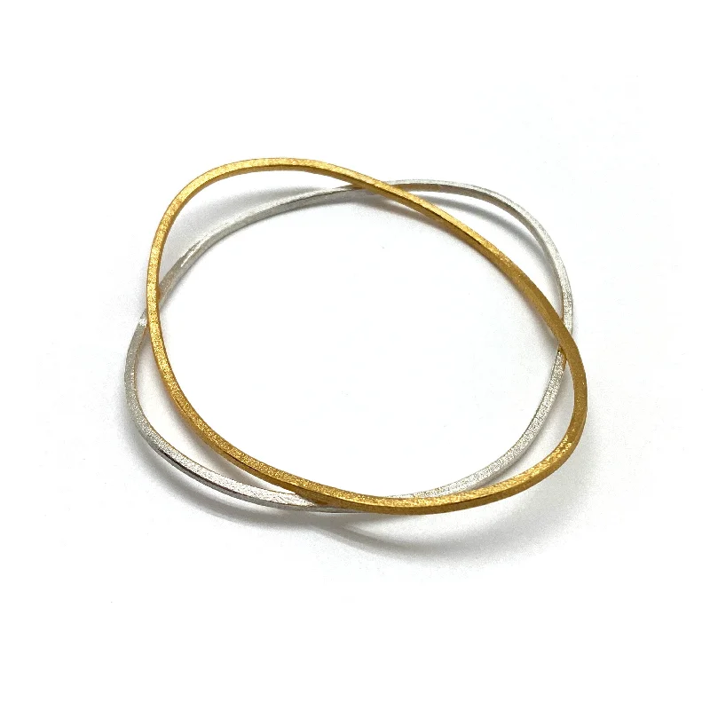 statement bracelets for women -Overlapping Silver and Gold Bracelet