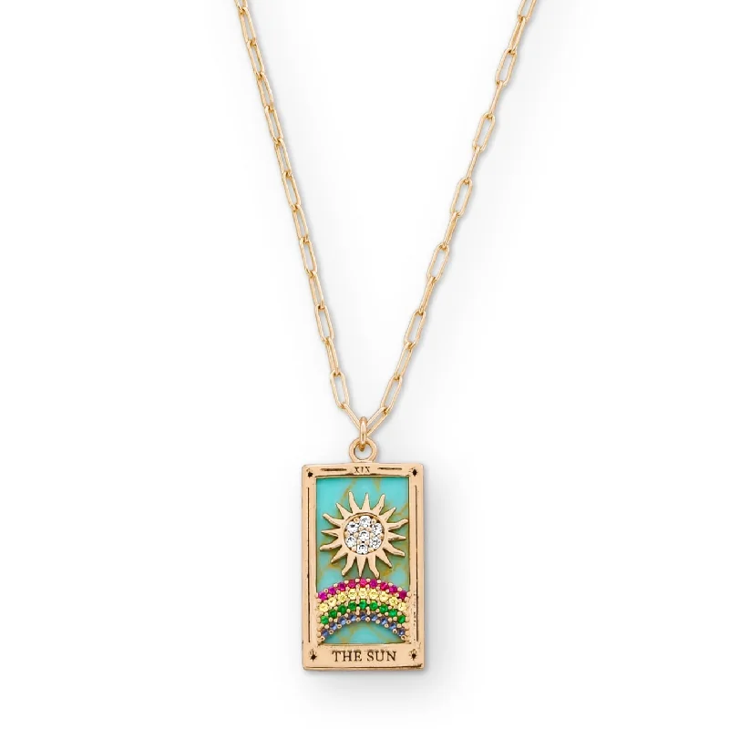 luxury designer necklaces -The Sun Tarot Card Pendant Necklace