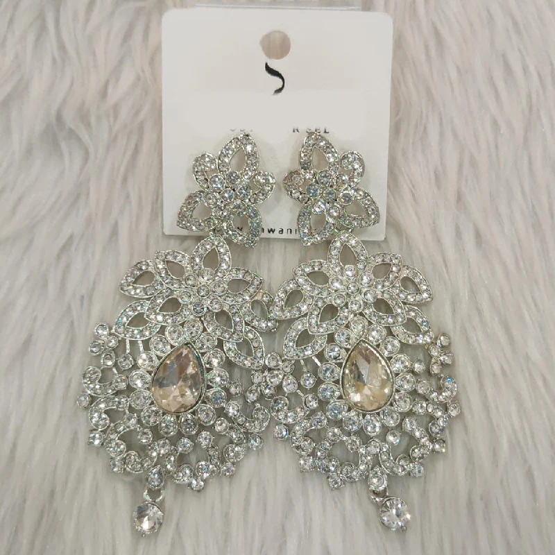 earrings with diamonds -Dhwani Silver Plated Austrian Stone Dangler Earrings