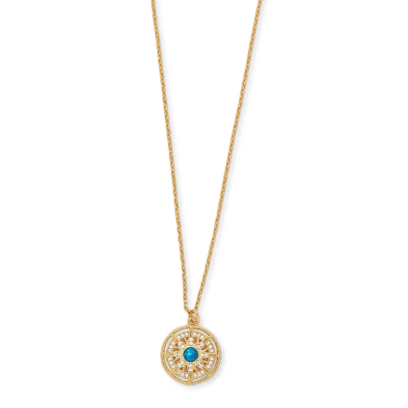 meaningful necklaces for women -Cassiopeia Sun Necklace in CZ & Blue Opal