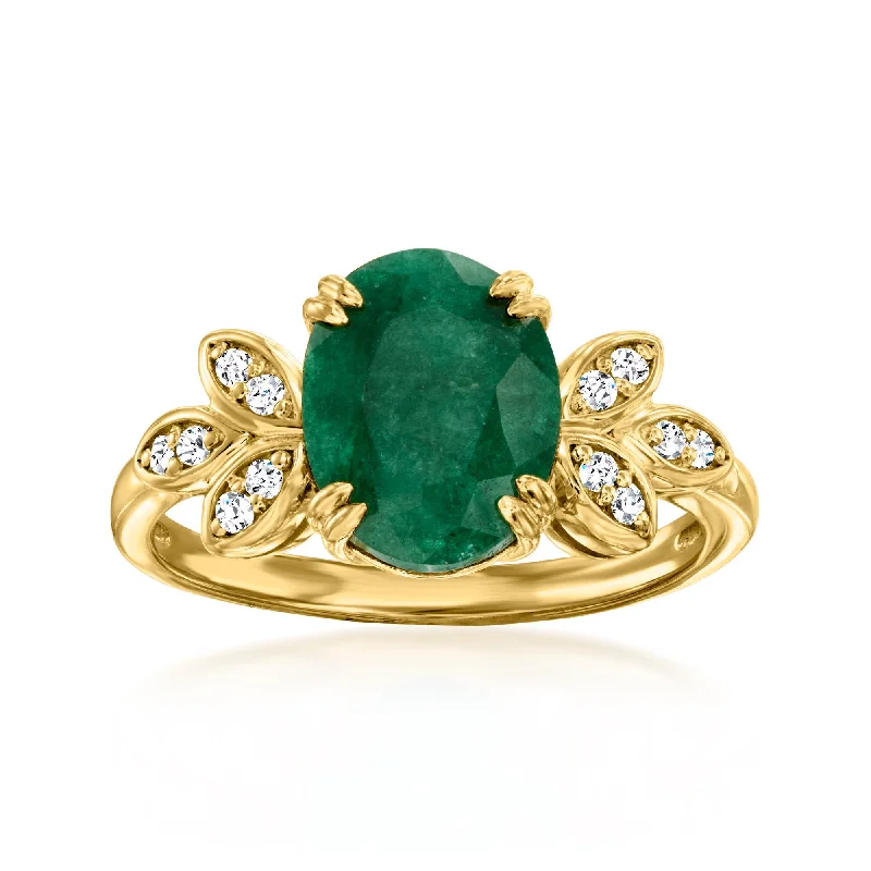 classic engagement rings -Ross-Simons Emerald Ring With . White Topaz in 18kt Gold Over Sterling