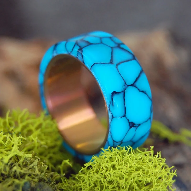 luxury rings for women -You, Turquoise & The Sunset | Men's Turquoise & Titanium Wedding Ring