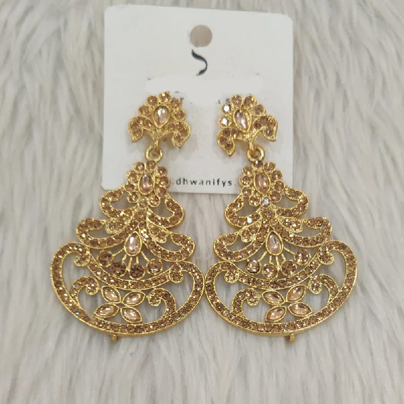 statement earrings for women -Dhwani Gold Plated Austrian Stone Dangler Earrings