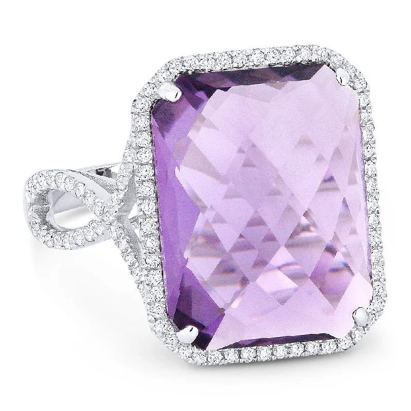 engagement rings with ruby stones -14K White Gold,amethyst Ring