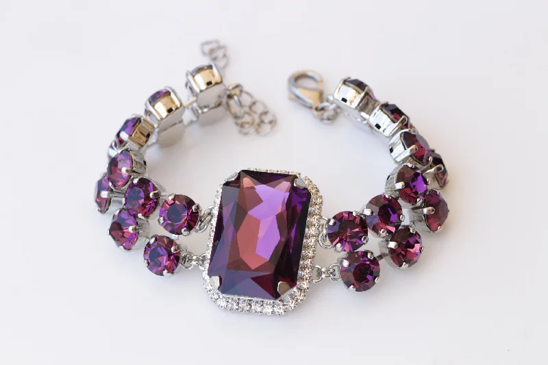 silver cuff bangles -PURPLE BRACELET