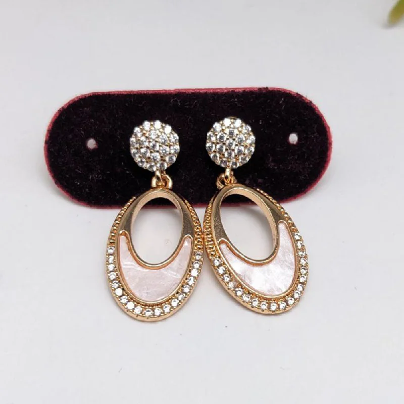 vintage-inspired earrings -Aamrapali  Gold  Plated  American  Diamond  Dangler  Earrings