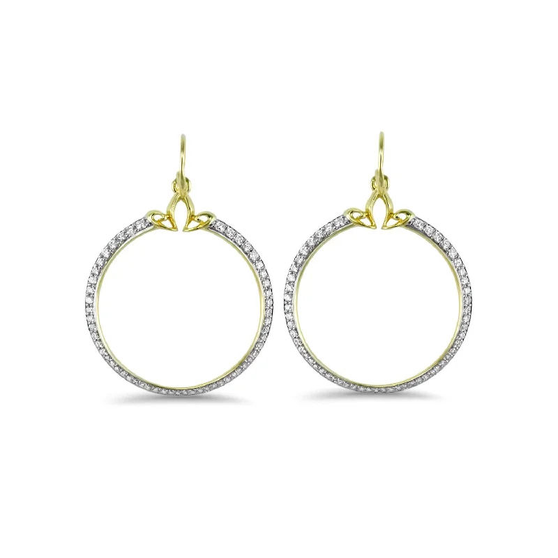 earrings with diamonds -Portrait Pavé Hoop Earring 1.5" - 18K Gold Vermeil + CZ Blanc