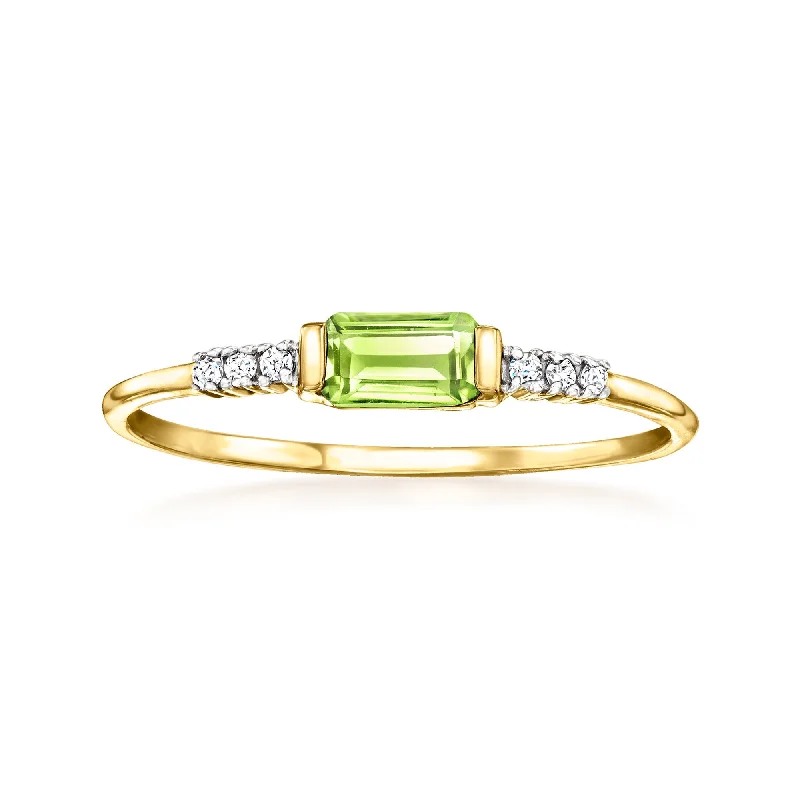 affordable engagement rings -RS Pure by Ross-Simons Peridot Ring With Diamonds in 14kt Yellow Gold