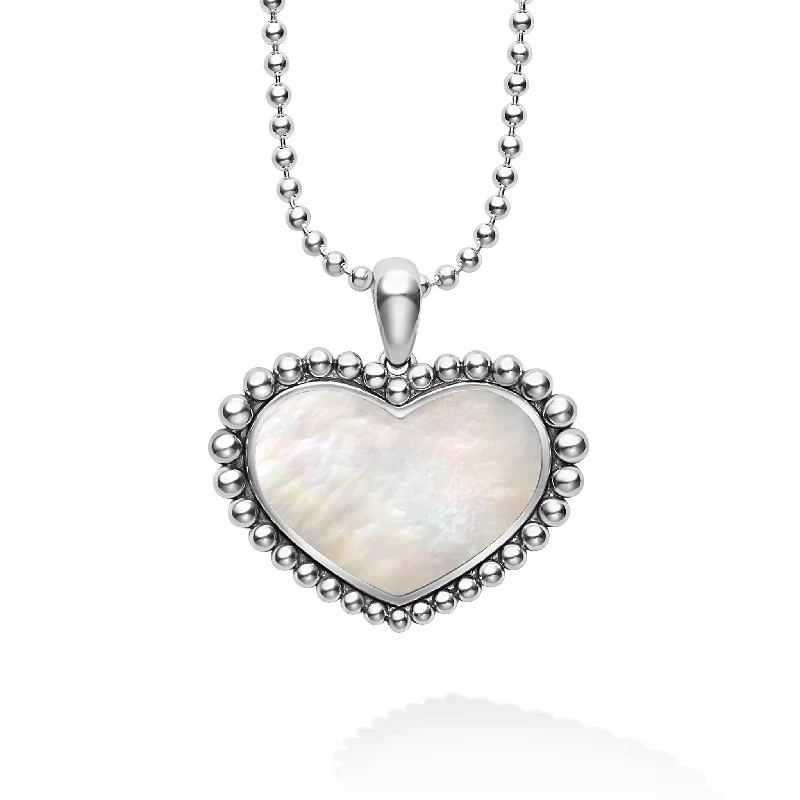 wedding necklaces for women -Maya Large Mother of Pearl Heart Pendant Necklace