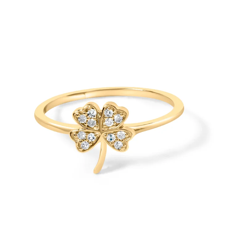 engagement rings with emerald -10K Yellow Gold Diamond Accent 4 Leaf Clover Ring