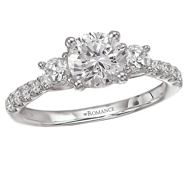 modern platinum engagement rings -3 Stone Semi-Mount Diamond Ring