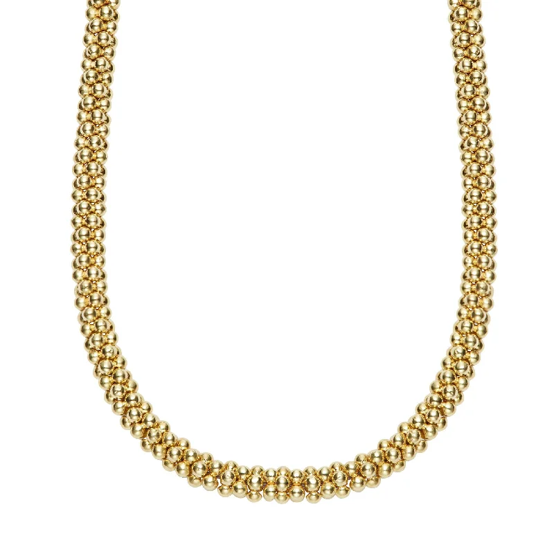 fine jewelry necklaces -Caviar Gold 18K Gold Caviar Necklace | 4mm