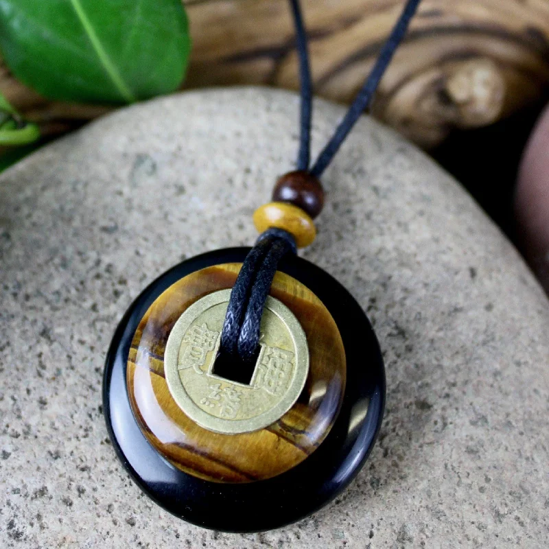 layered necklaces for women -Black Jasper and Tiger's Eye Earth & Art